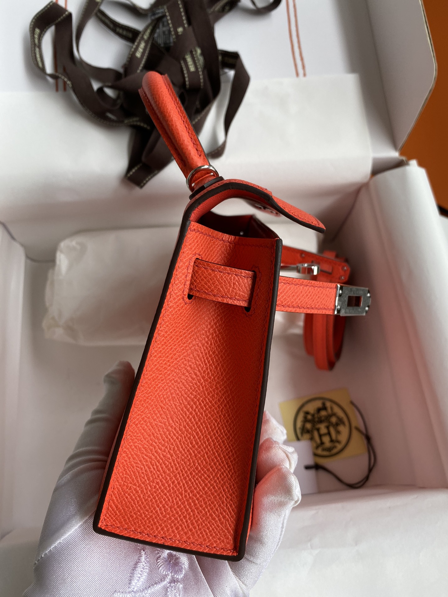 Hermes Kelly Mini II Bag 19CM In Feu Orange Epsom Leather